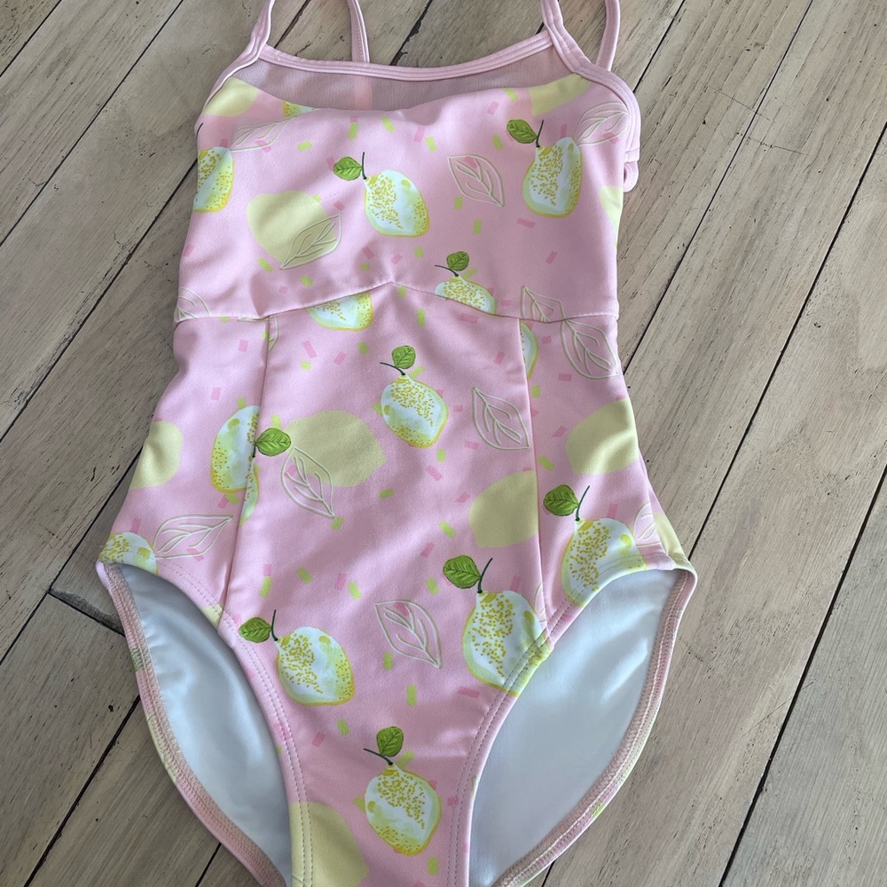 Pink Lemon Print Kids Ballet Leotard